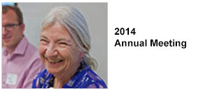 2014 Annual Meeting. Happy female volunteer.