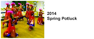 2014 Spring Potluck. Group of internationals dancing in native costume.